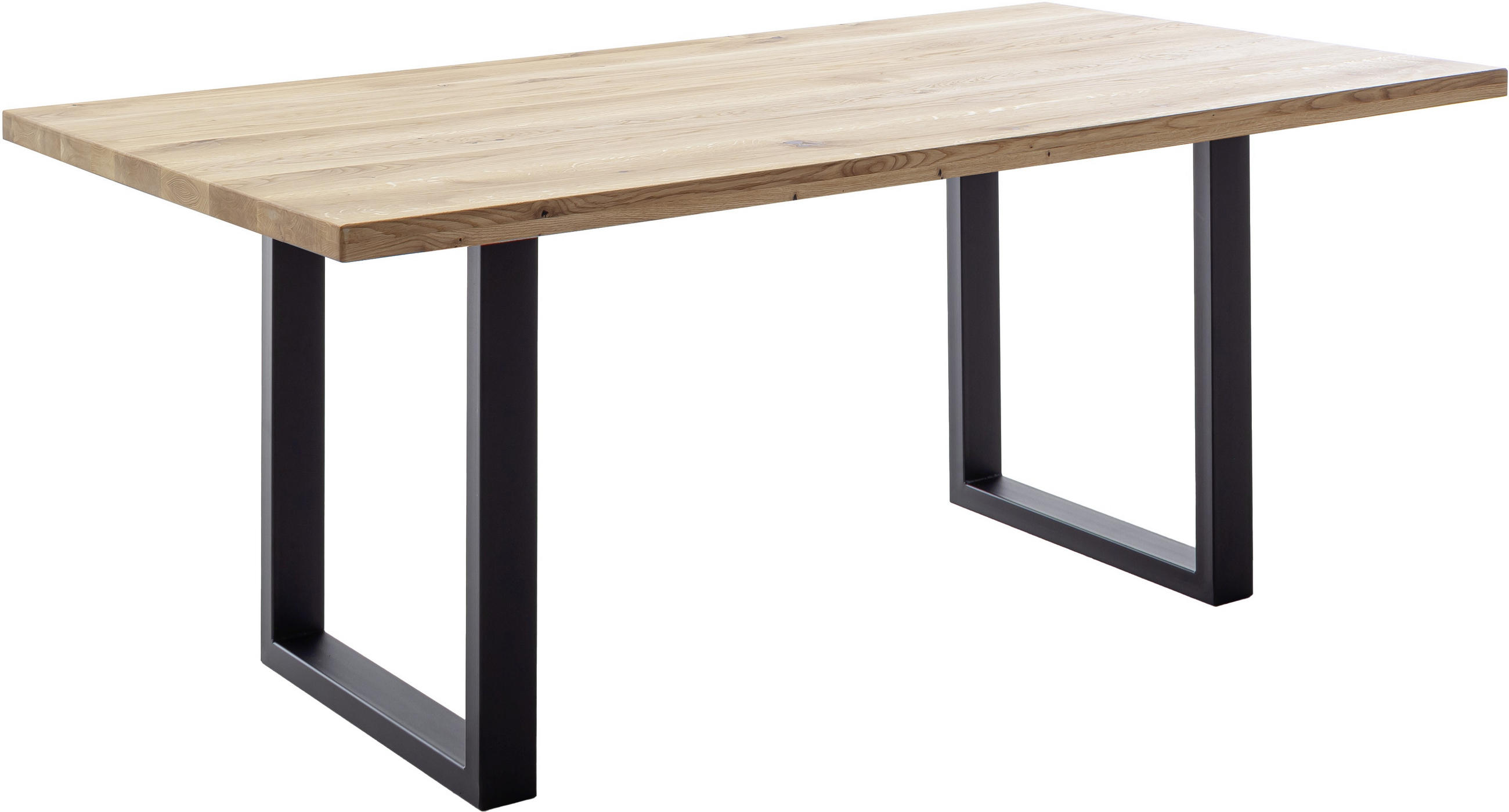ESSTISCH Wildeiche massiv rechteckig Wildeiche  - Wildeiche/Schwarz, KONVENTIONELL, Holz/Metall (180/100/76cm) - Valdera