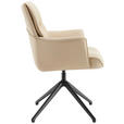 ARMLEHNSTUHL  Sitzfläche 360° drehbar, Wippfunktion, automatische Rückholfunktion  Echtleder  Beige  - Beige/Schwarz, Design, Leder/Metall (65/89/64cm) - Novel