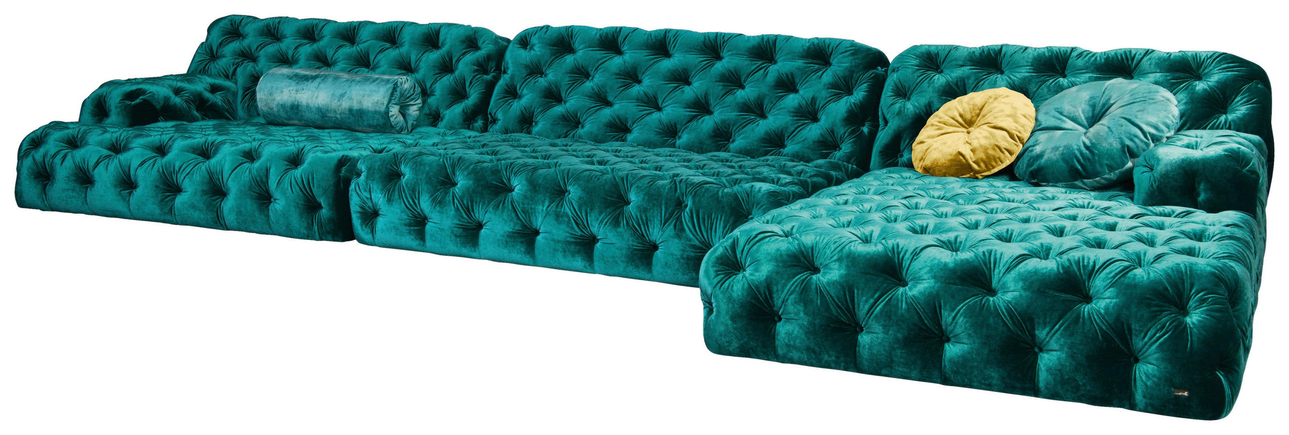 ECKSOFA in Velours Smaragdgrün 462/196 cm - Smaragdgrün, Trend, Textil (462/196cm) - Bretz
