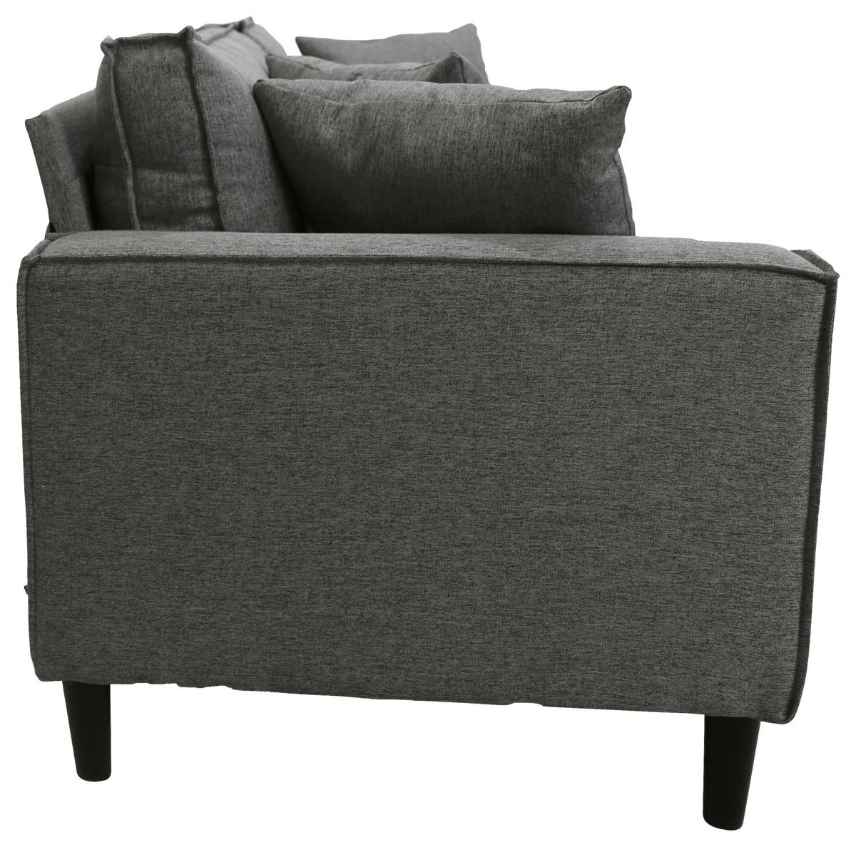 2-SITZER-SOFA in Leinenoptik Hellgrau  - Hellgrau/Schwarz, Basics, Holz/Textil (141,5/84/83cm) - P & B