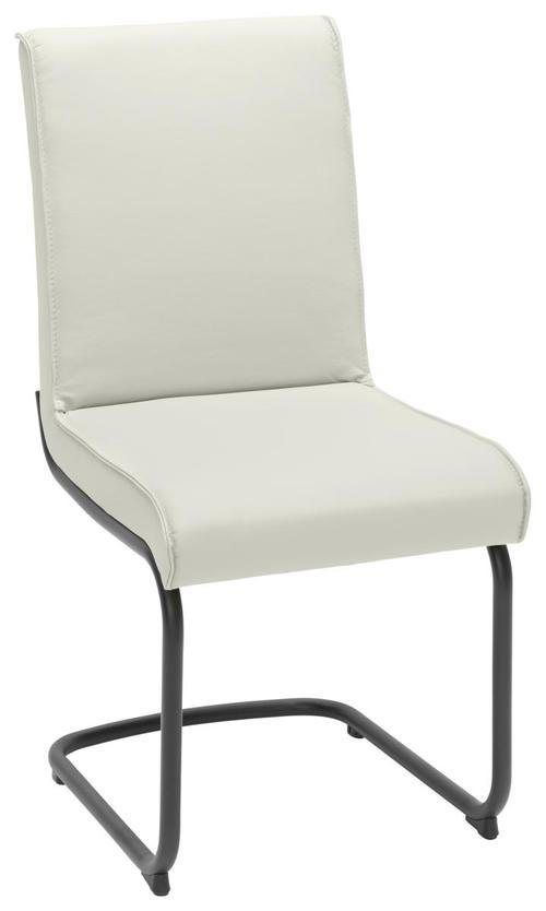 Schwingstuhl in Metall, Leder Schwarz, Hellgrau