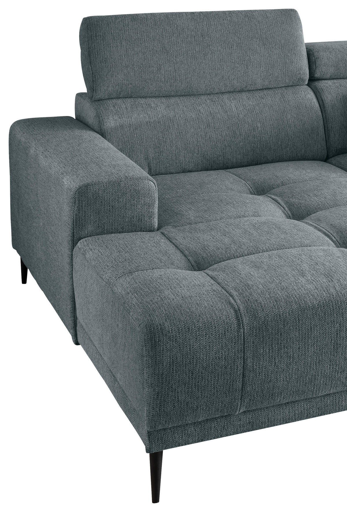 ECKSOFA in Chenille Mintgrau  - Mintgrau/Schwarz, Konventionell, Textil/Metall (200/188cm) - Livetastic