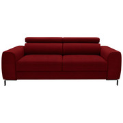 DREISITZER-SOFA in Textil Rot - Chromfarben/Rot, Design, Textil/Metall (199/76-96/98cm) - Hom`in