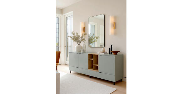 SIDEBOARD Eichefarben, Salbeigrün  210,4/89,4/42 cm  - Eichefarben/Salbeigrün, MODERN, Holzwerkstoff/Metall (210,4/89,4/42cm) - Carryhome