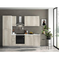 KÜCHENBLOCK   in Eiche Bianco  - Eiche Bianco/Alufarben, MODERN, Holzwerkstoff/Kunststoff (255/88/216cm) - MID.YOU