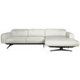 ECKSOFA in Echtleder Weiß  305/163 cm  - Eichefarben/Schwarz, Design, Leder/Holz (305/163cm) - Novel