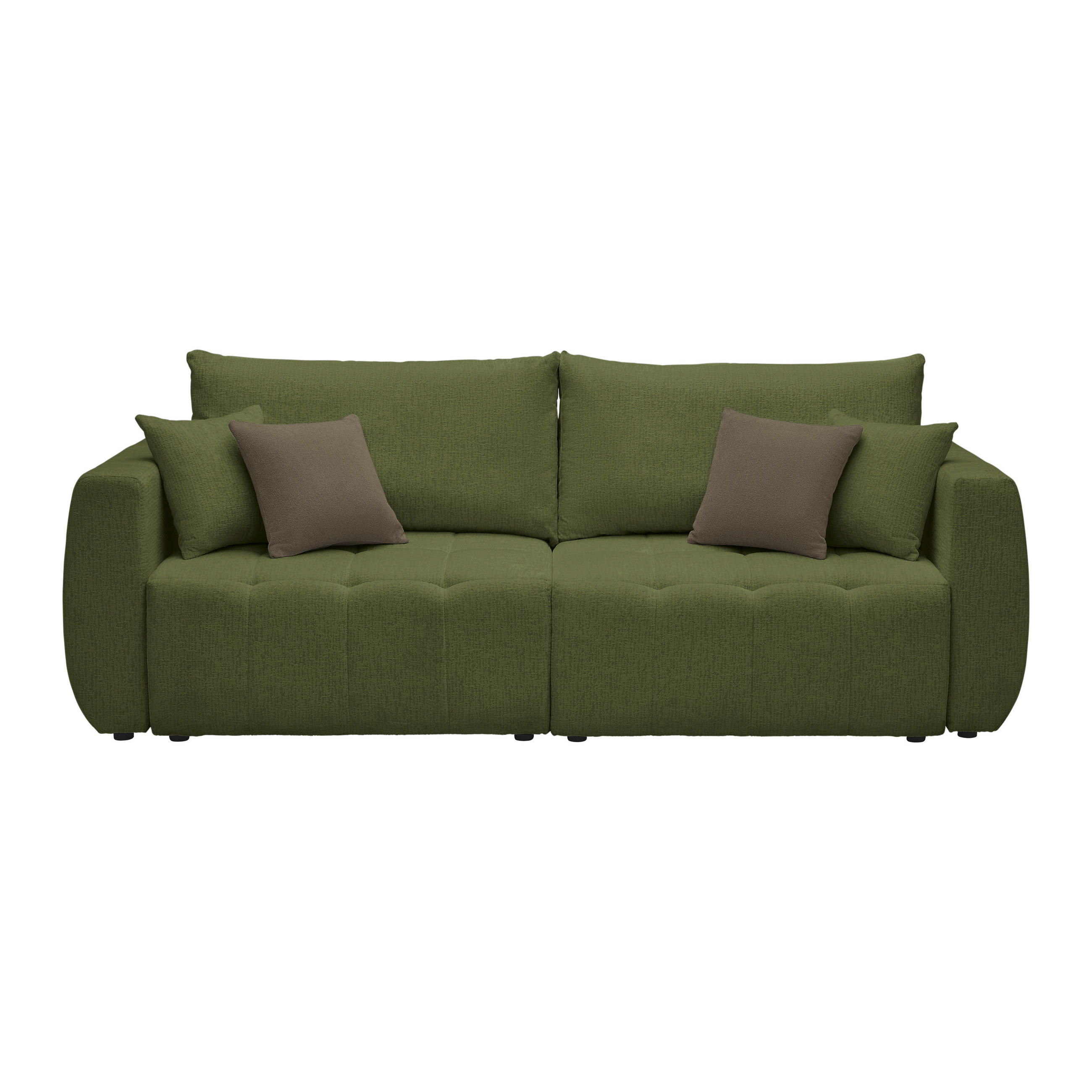 SCHLAFSOFA in Chenille, Jacquard Olivgrün  - Schwarz/Braun, Kunststoff/Textil (245/74-90/104cm) - MID.YOU