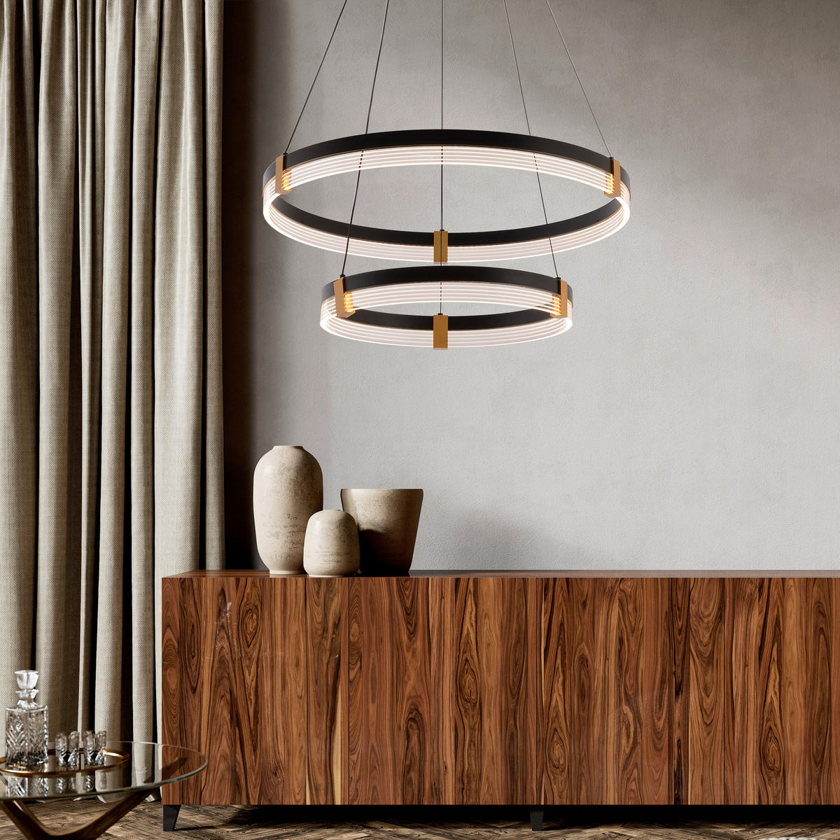 LED-HÄNGELEUCHTE Plum  150/60/60 cm  - Schwarz, Design, Metall (150/60/60cm)