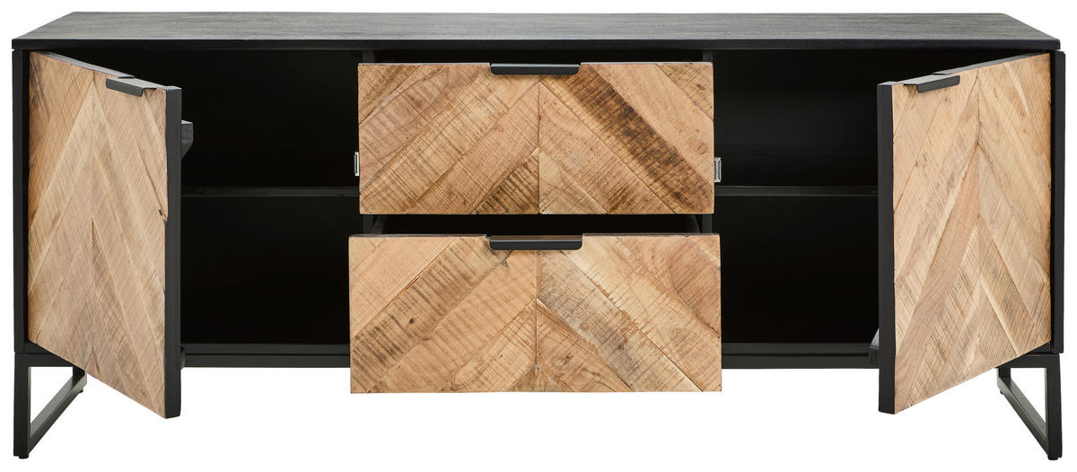 LOWBOARD  in 150/60/40 cm  - Schwarz/Akaziefarben, Design, Holz/Metall (150/60/40cm) - MID.YOU