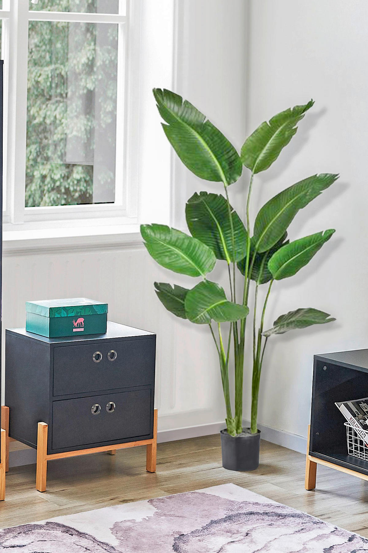 KOMMODE  in 50/55/35 cm  - Schwarz/Naturfarben, Design, Holz/Holzwerkstoff (50/55/35cm) - Livetastic