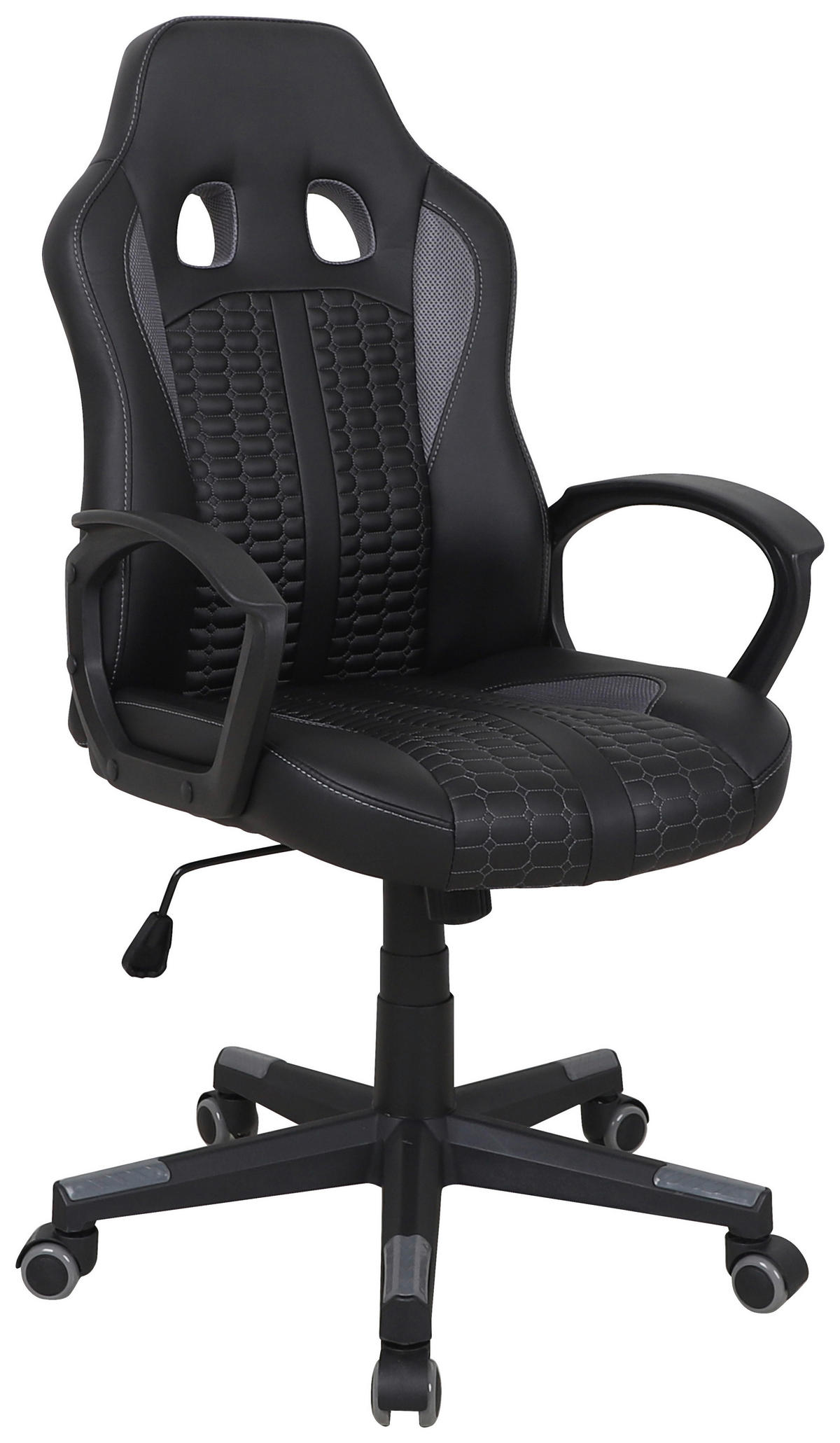 GAMINGSTUHL Grau, Schwarz Textil, Kunststoff   - Schwarz/Grau, MODERN, Kunststoff/Textil (56/104-113/64cm) - MID.YOU