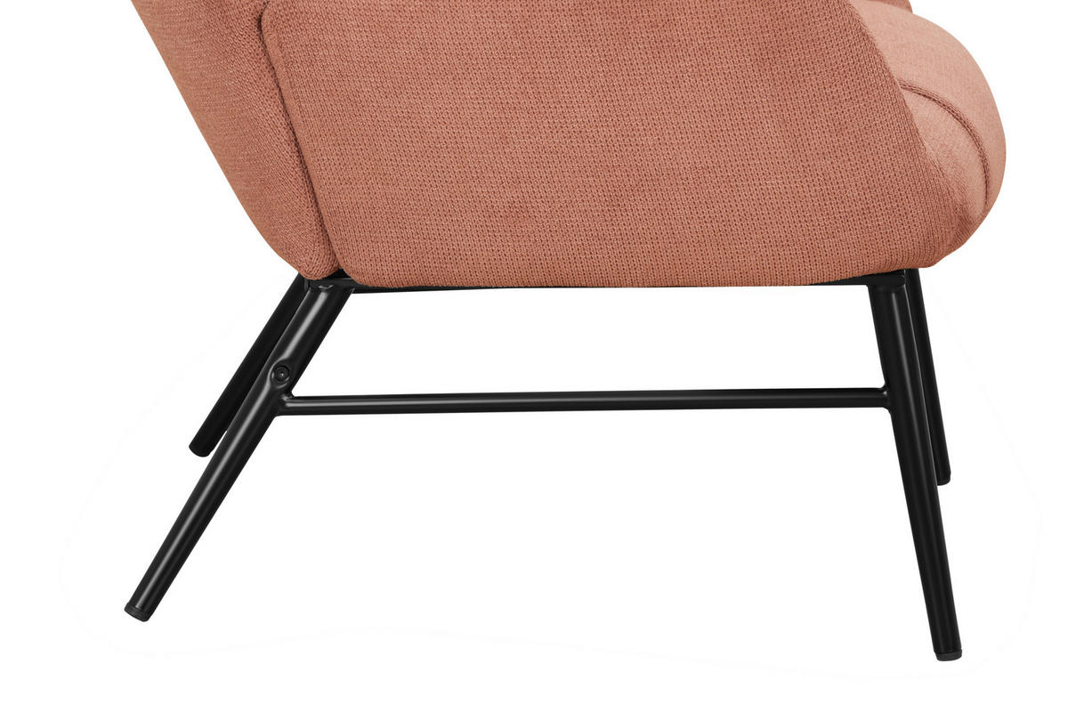 RELAXSESSELSET Samt    - Schwarz/Altrosa, Design, Textil/Metall (84/73/100cm) - Livetastic