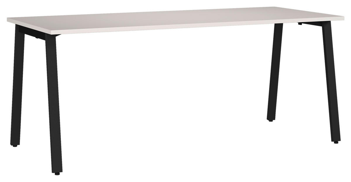 SCHREIBTISCH 180/80/75 cm, Schwarz, Kaschmir, in verschiedenen Holz-Dekoren erhältlich, justierbare Füße  - Kaschmir/Schwarz, MODERN, Holzwerkstoff/Metall (180/80/75cm) - Novel