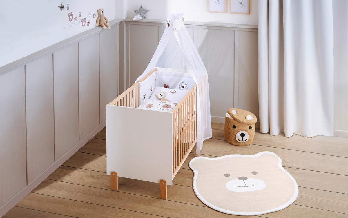 GITTERBETT-KOMPLETTSET  124,5/64,5/79 cm   - Braun/Weiß, Basics, Holz/Textil (124,5/64,5/79cm) - My Baby Lou