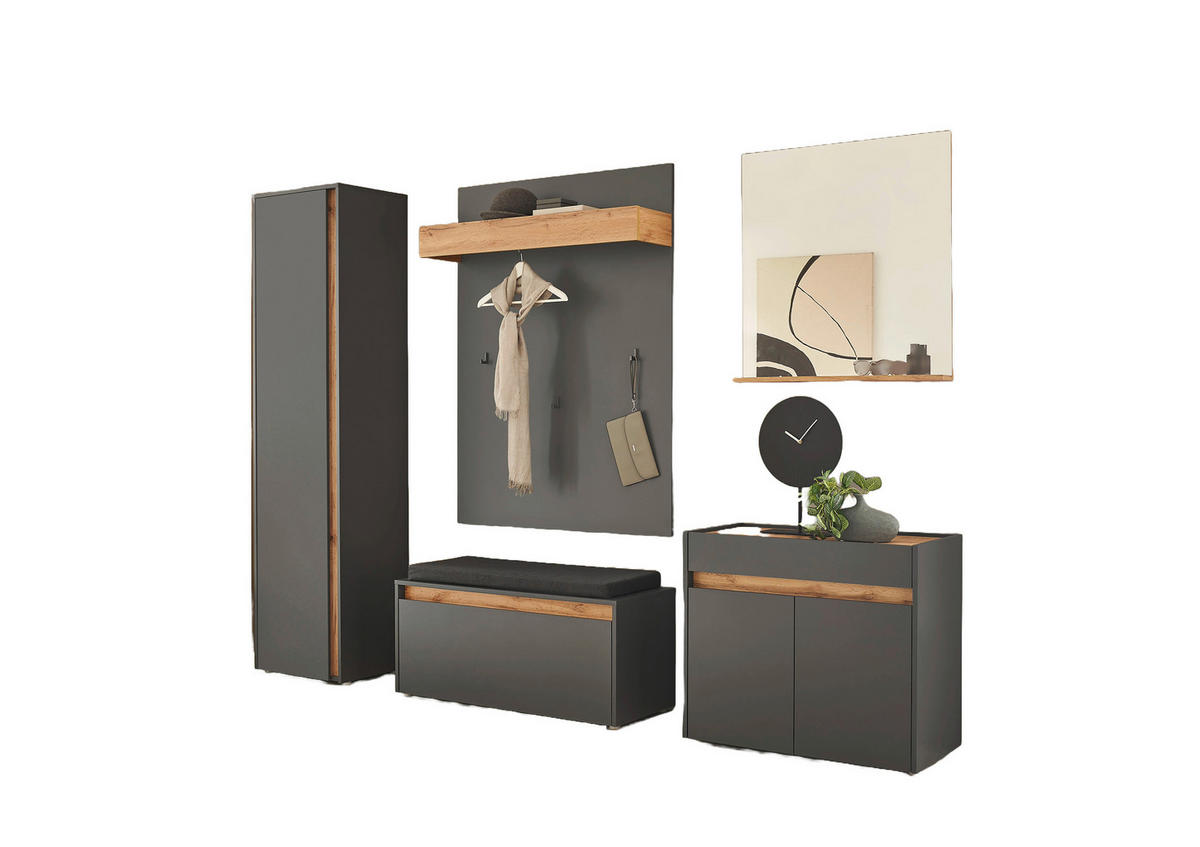 GARDEROBE 6-teilig  in 260/200/40 cm  - Anthrazit/Eiche Wotan, Design, Holzwerkstoff/Textil (260/200/40cm) - Modante