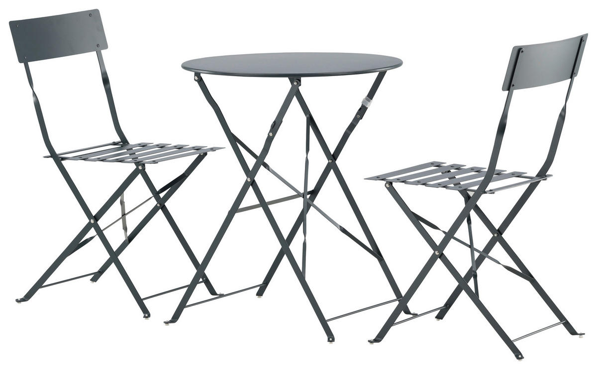 BALKONSET  - Dunkelgrau, KONVENTIONELL, Metall - Gardenson