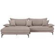 ECKSOFA in Flachgewebe Hellbraun  - Hellbraun/Schwarz, MODERN, Textil/Metall (173/297cm) - Carryhome