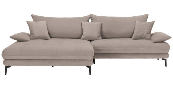 ECKSOFA in Flachgewebe Hellbraun 176/292 cm - Hellbraun/Schwarz, MODERN, Textil/Metall (176/292cm) - Carryhome