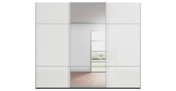 SCHWEBETÜRENSCHRANK 301/223/68 cm 3-türig Schwarz, Weiß - Alufarben/Schwarz, KONVENTIONELL, Glas/Holzwerkstoff (301/223/68cm) - Novel