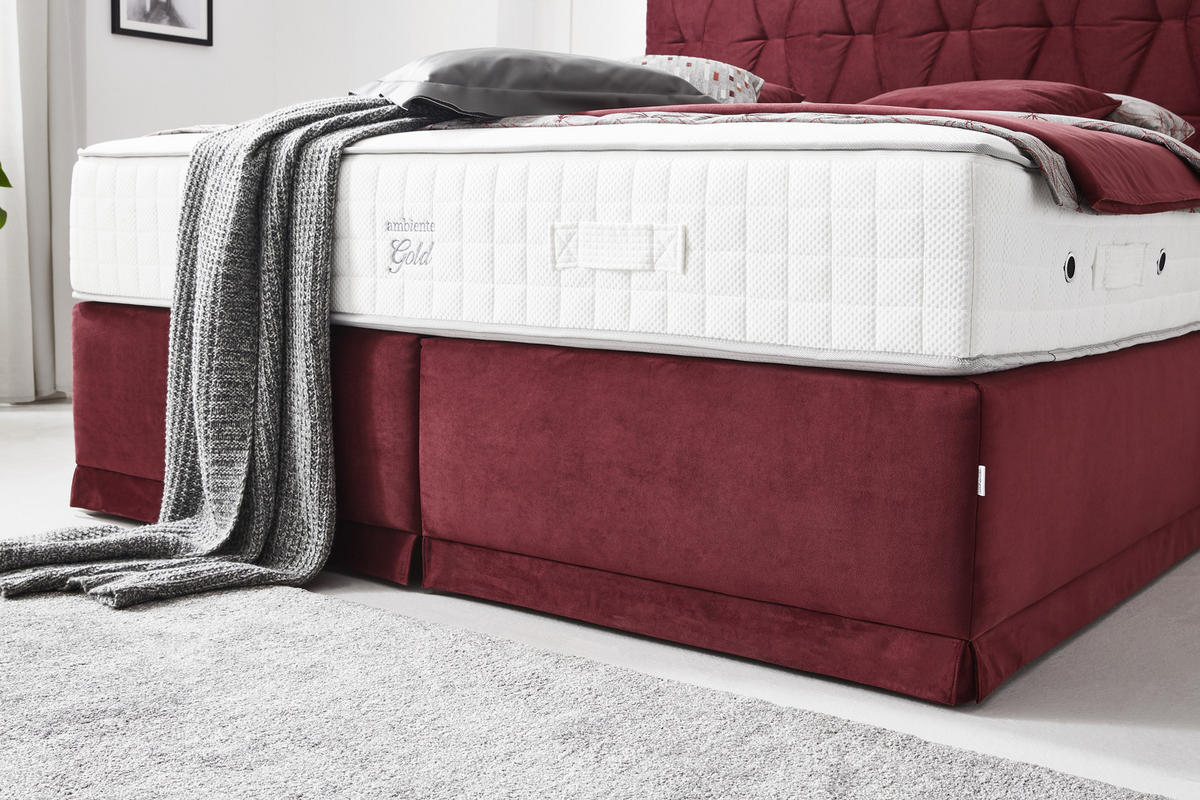 BOXSPRINGBETT 180/200 cm  in Weinrot  - Weinrot, KONVENTIONELL, Textil (180/200cm) - Ambiente