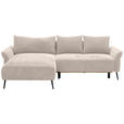 ECKSOFA in Chenille Creme  - Creme/Schwarz, KONVENTIONELL, Textil/Metall (164/255cm) - Carryhome