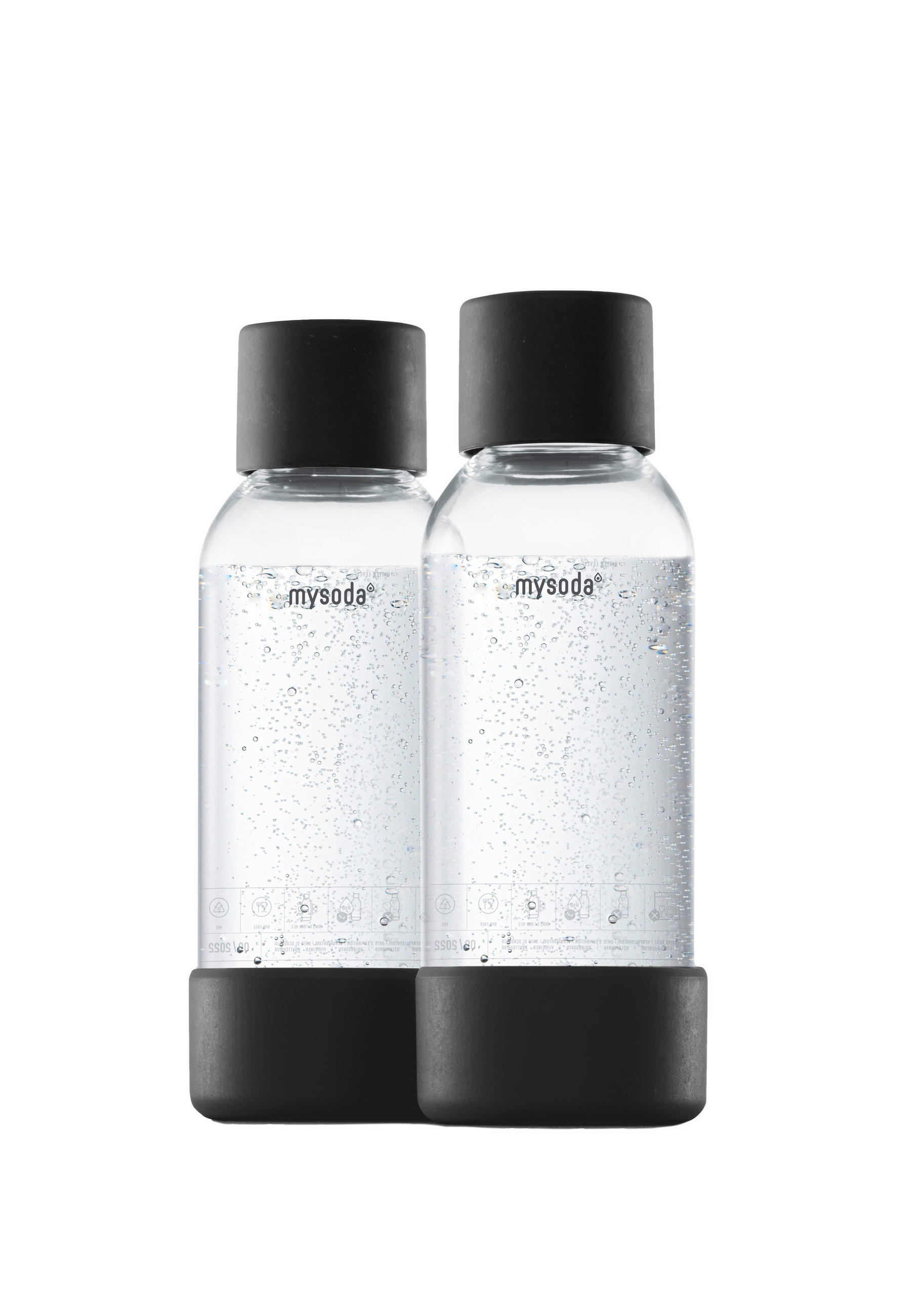 WASSERSPRUDLER-FLASCHE 2ER PACK 500ml  - Schwarz, Basics, Naturmaterialien/Kunststoff (7.5/21.1cm) - mysoda