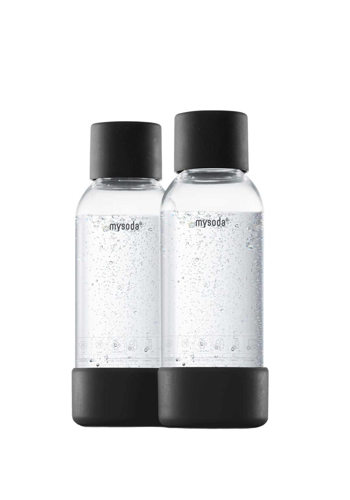 WASSERSPRUDLER-FLASCHE 2ER PACK 500ml  - Schwarz, Basics, Naturmaterialien/Kunststoff (7.5/21.1cm) - mysoda