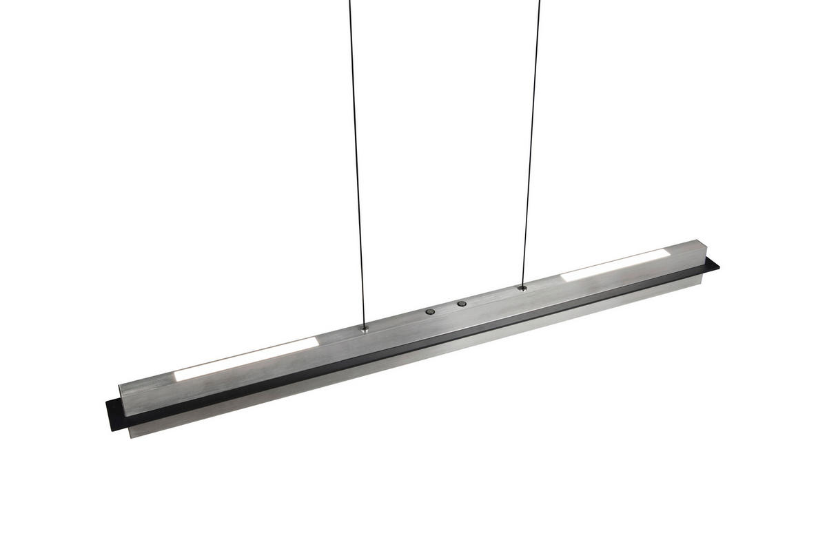LED-HÄNGELEUCHTE Athina   - Schwarz/Nickelfarben, Design, Kunststoff/Metall (95/75-150cm) - Novel