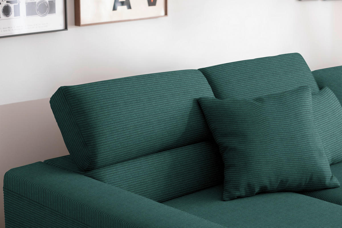 ECKSOFA Cord Waldgrün  - Waldgrün/Schwarz, Design, Textil/Metall (215-217/293cm) - Schöner Wohnen