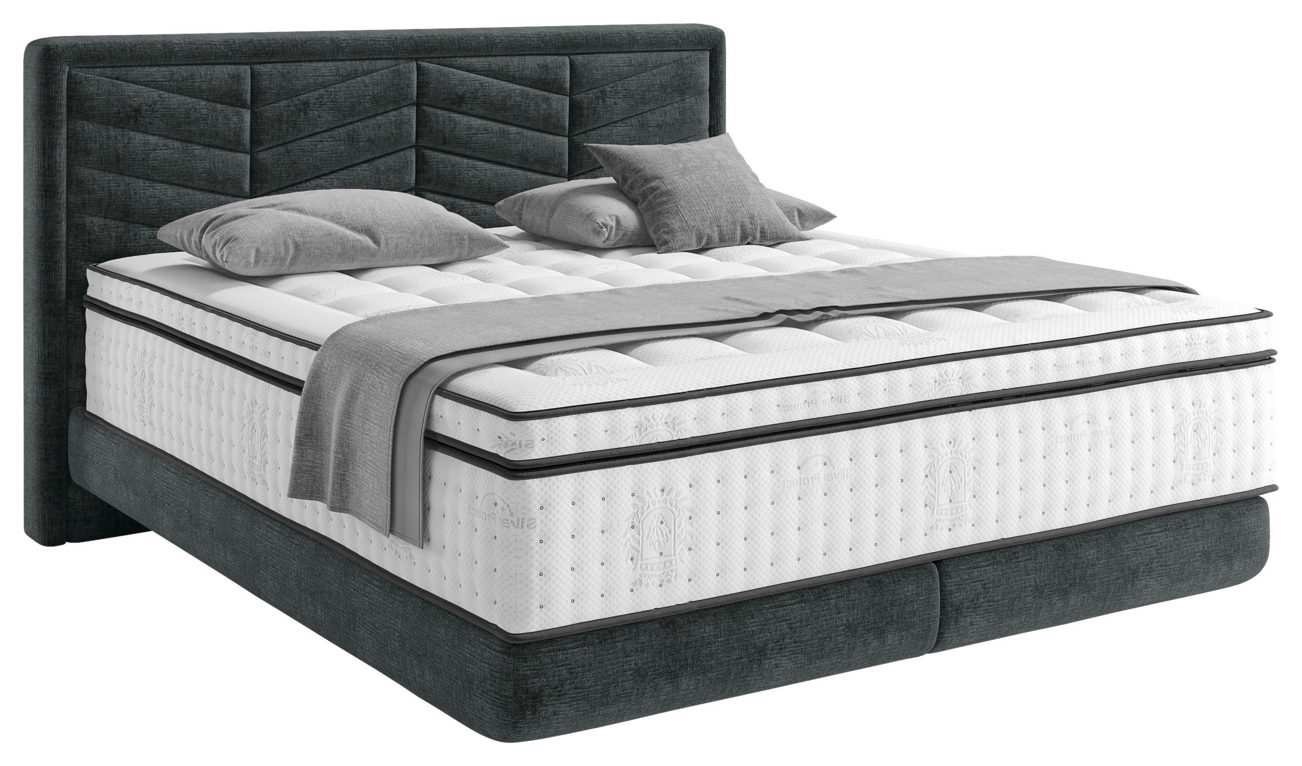 Thumbnail - Carryhome Boxspringbett, Schwarz, Textil, H3, Höhe ca. 34 cm, 180x200 cm, Stoffauswahl, in verschiedenen Größen erhältli...