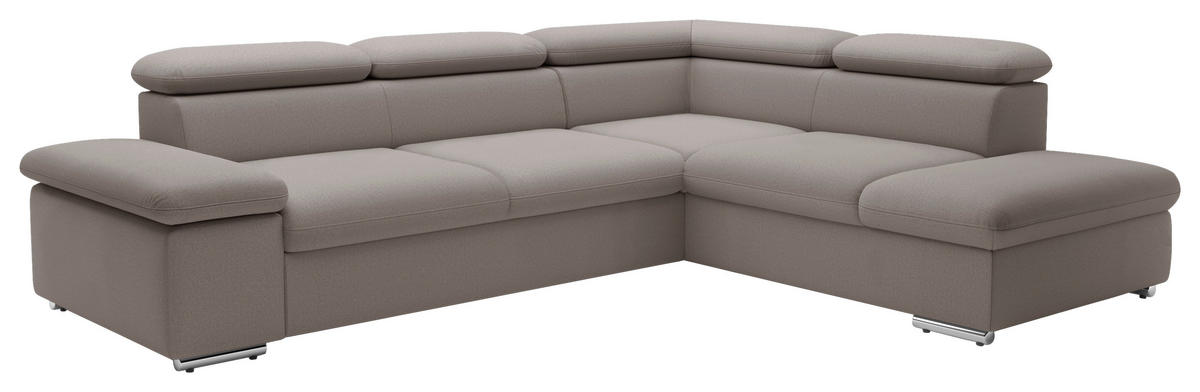 ECKSOFA inkl. Funktion in Flachgewebe Graubraun  - Graubraun, Modern, Textil/Metall (274/228cm) - Sit & More