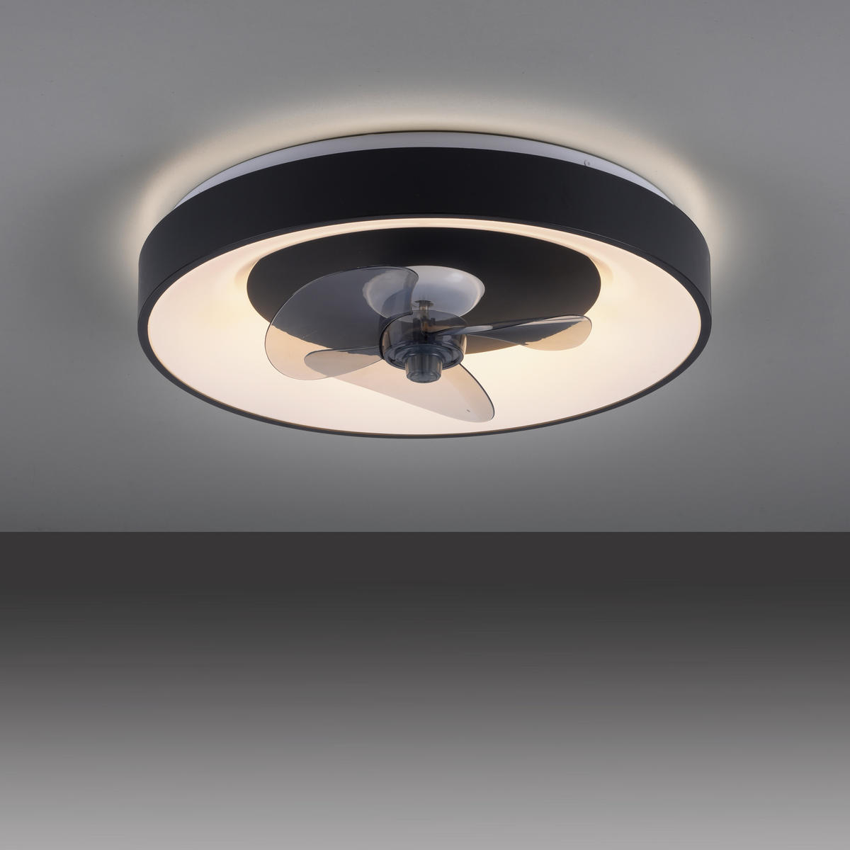 PLAFONSKI VENTILATOR - crna, Dizajnerski, metal/plastika (48,6/48,6/12cm)