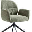 ARMLEHNSTUHL  Sitzfläche 360° drehbar, automatische Rückholfunktion Leinenoptik  - Schwarz/Grün, Design, Textil/Metall (62/89/63cm) - Dieter Knoll