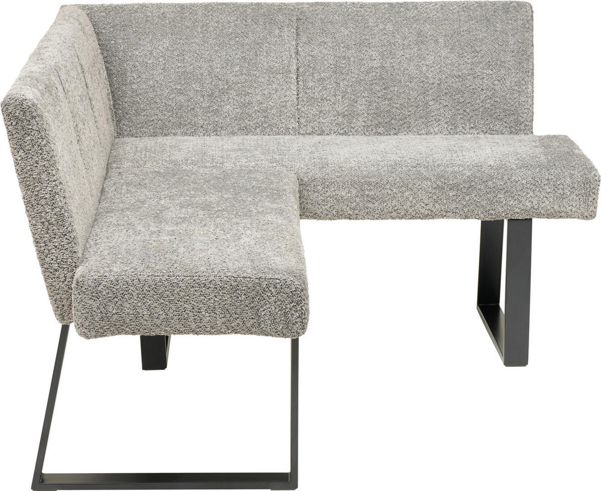 ECKBANK Metall, Textil Grau  - Schwarz/Grau, Konventionell, Textil/Metall (160/130cm) - MID.YOU