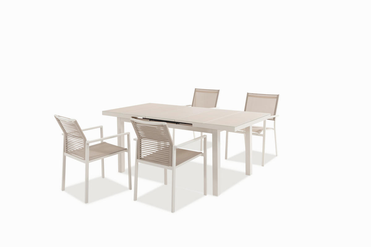 GARTENTISCH 140-180/90/76 cm  - Cappuccino, Design, Glas/Metall (140-180/90/76cm) - Niehoff Garden