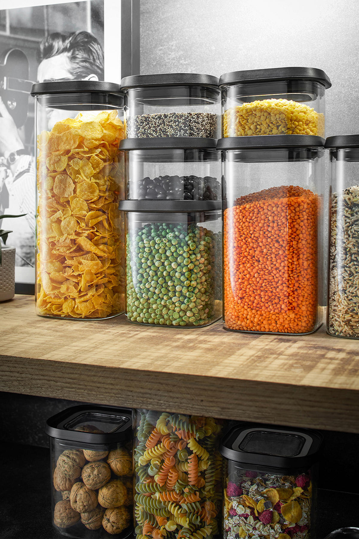 VORRATSDOSE PANTRY 0,9 L  - Edelstahlfarben/Transparent, Basics, Glas/Kunststoff (11/11/13,5cm) - Gefu