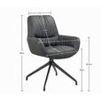 ARMLEHNSTUHL  Sitzfläche 360° drehbar, inklusive Armlehnen, automatische Rückholfunktion  Echtleder  Schwarz  - Schwarz, Design, Leder/Metall (64/89/65cm) - Dieter Knoll
