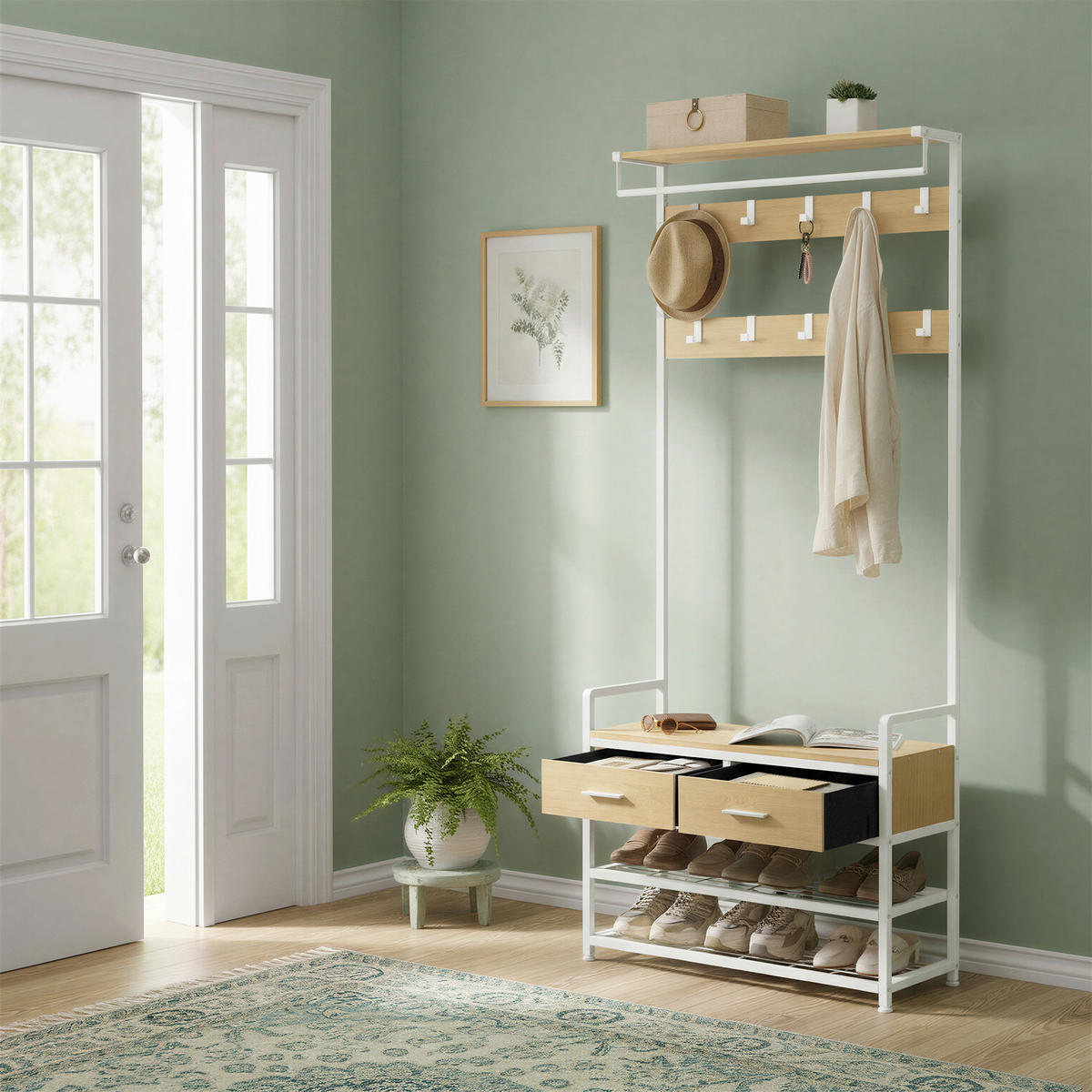 GARDEROBE 4-teilig  in 80,4/181,6/30 cm  - Eichefarben/Weiß, Trend, Holzwerkstoff/Metall (80,4/181,6/30cm) - Boxxx
