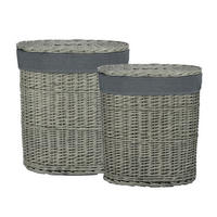 Coș De Rufe Tip Lighean - gri, Basics, lemn/textil - Ambia Home