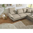 ECKSOFA  in Flachgewebe Beige Armteilverstellung, Relaxfunktion, Drehsitzfunktion  255-365/175-224 cm  - Beige/Schwarz, Design, Textil/Metall (255-365/175-224cm) - Dieter Knoll