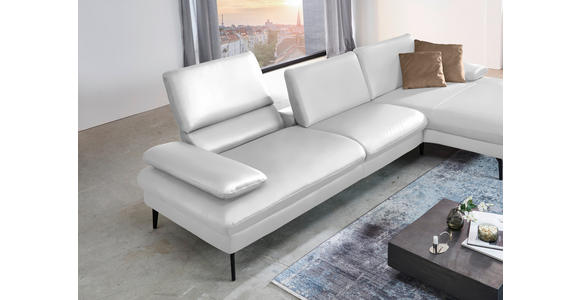 ECKSOFA in Echtleder Weiß 325/157 cm - Schwarz/Weiß, Design, Leder/Metall (325/157cm) - Dieter Knoll