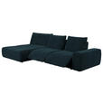 ECKSOFA in Velours Dunkelblau  - Schwarz/Dunkelblau, Design, Kunststoff/Textil (174/342cm) - Xora