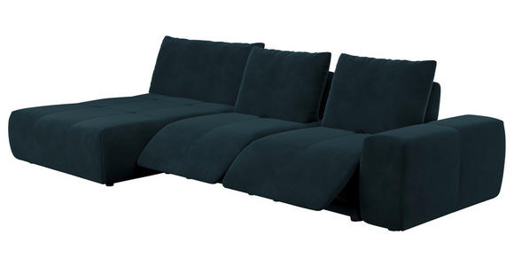 ECKSOFA in Velours Dunkelblau  - Schwarz/Dunkelblau, Design, Kunststoff/Textil (174/342cm) - Xora