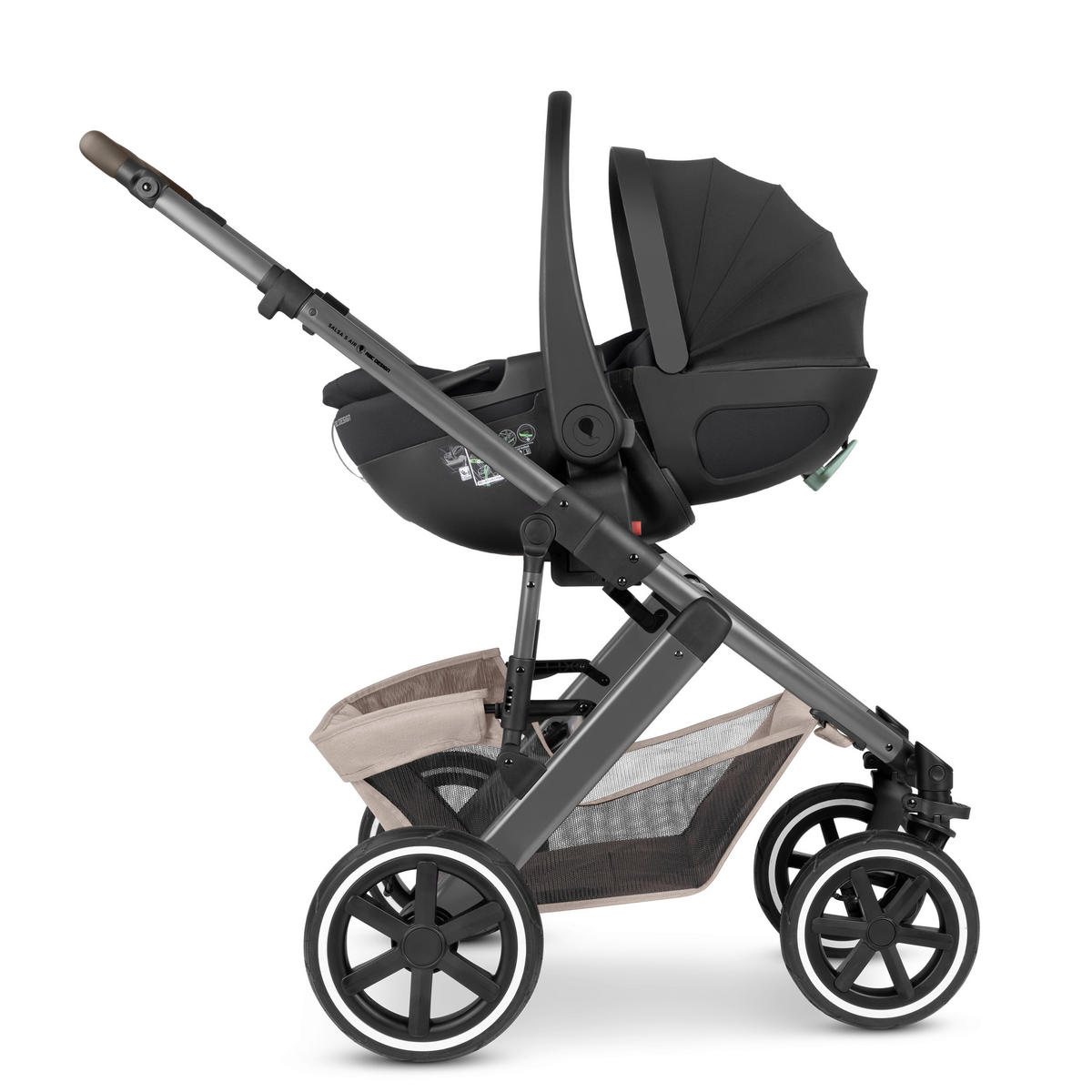 KINDERWAGENSET Salsa 5 Air 4in1 Set Calla  - Beigebraun/Schwarz, Basics, Textil/Metall (63/118/95.5cm) - ABC Design