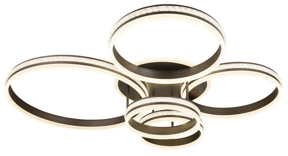 LED-DECKENLEUCHTE 114/91/21,5 cm   - Klar/Titanfarben, Design, Kunststoff/Metall (114/91/21,5cm) - Globo