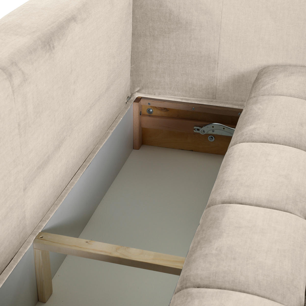 SCHLAFSOFA  mit Liegefunktion, Schlafen auf Sitzhöhe, Rücken echt Flachgewebe Beige  - Beige/Schwarz, KONVENTIONELL, Kunststoff/Textil (250/70/118cm) - Carryhome