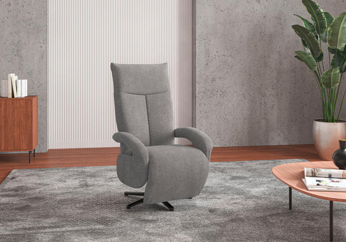 SESSEL in Flachgewebe Hellgrau  - Hellgrau/Schwarz, Konventionell, Textil/Metall (74/112/82cm) - Sit & More