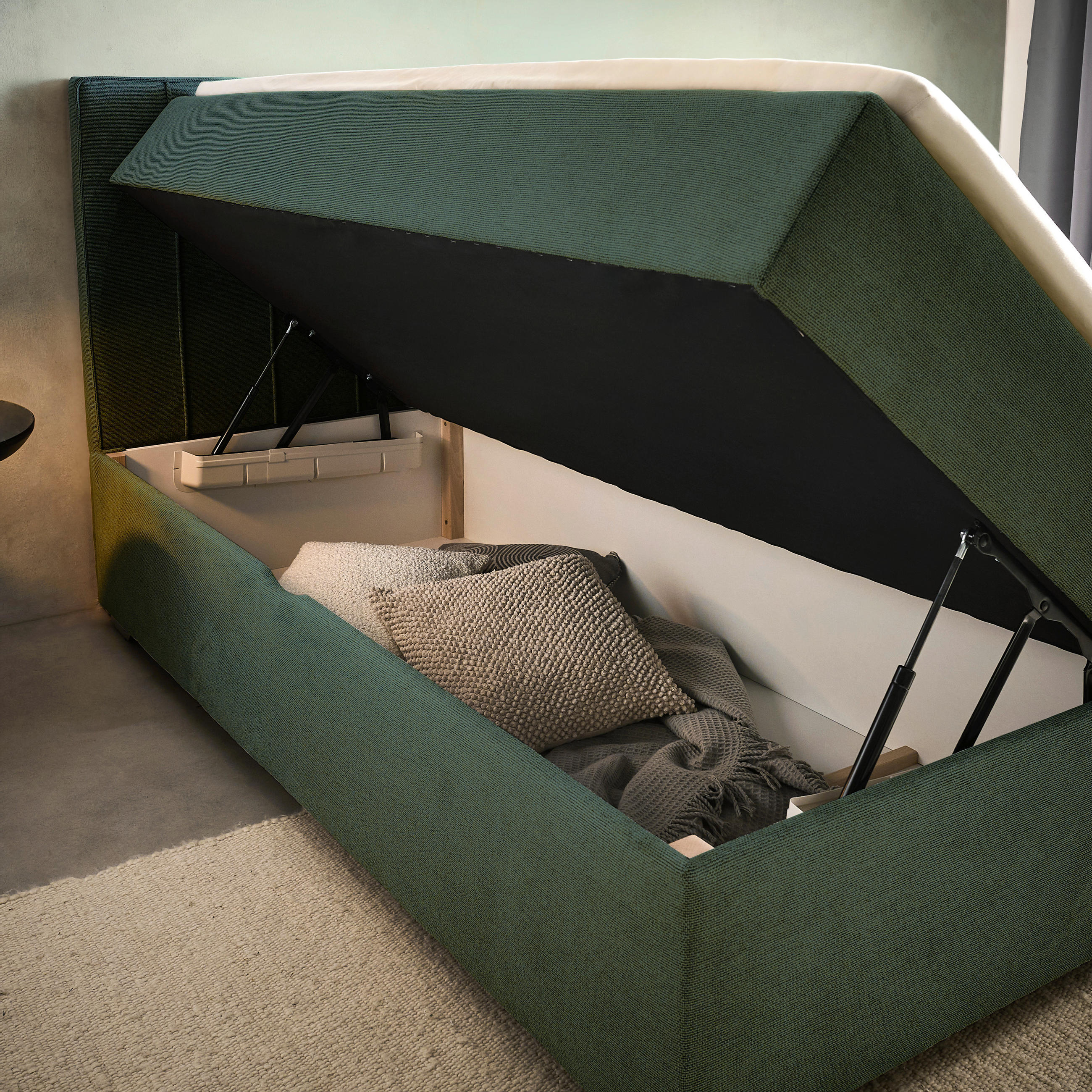 BOXBETT 180/200 cm  in Dunkelgrün  - Chromfarben/Dunkelgrün, Trend, Kunststoff/Textil (180/200cm) - Boxxx