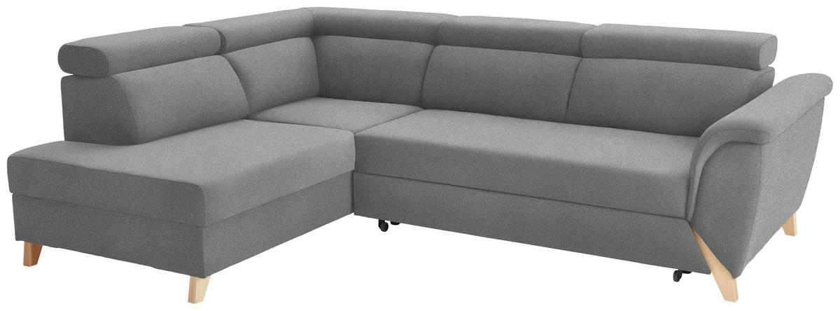 ECKSOFA Chenille Grau  - Naturfarben/Grau, Konventionell, Holz/Textil (200/265cm) - Stylife