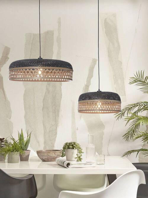 HÄNGELEUCHTE 60/18 cm  - Schwarz/Naturfarben, Trend, Naturmaterialien (60/18cm) - Good & Mojo